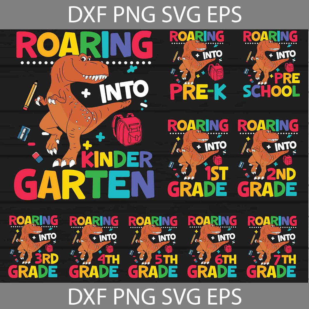 Roaring Into Kindergarten Svg, Pre-K Svg, Pre-School Svg, 1st Grade Svg, Ramsay Svg, The Good Dinosaur Svg, Bundle, Back To School Svg, Cricut File, Clipart, Svg, Png, Eps, Dxf