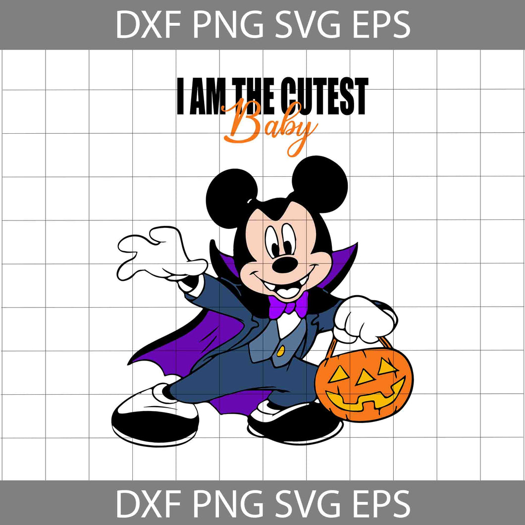 I Am The Cutest Baby Svg, Mickey Halloween Svg, Mickey Vampire Svg, Halloween Svg, cricut File, Clipart, Svg, Png, Eps, Dxf