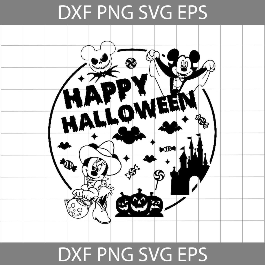 Happy Halloween Svg, Mickey Mouse and Minnie svg, Disney halloween Svg, halloween svg, cricut file, clipart, svg, png, eps, dxf