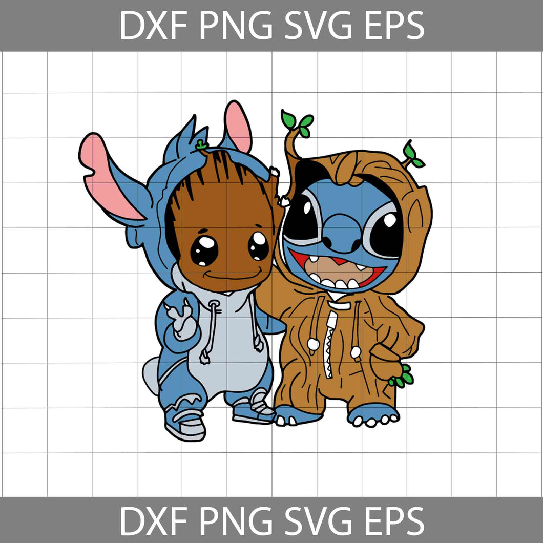 Stitch And Groot Cosplay Svg, Halloween Svg, Halloween Gift Svg, Cricut File, Clipart, Svg, Png, Eps, Dxf
