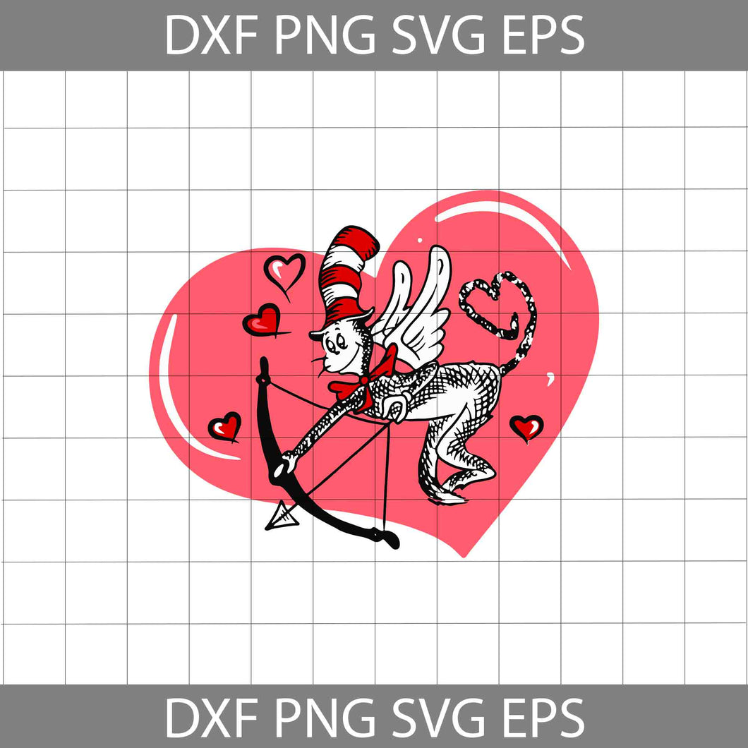 Cat In Hat Valentine Svg,  Valentine Svg, Read Book Svg, Cricut File, Clip Art, Png, Eps, Dxf