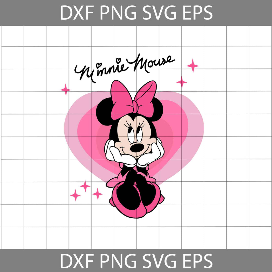 Valentines Minnie with Heart Svg, Minnie Love Svg, Cartoon Svg, Valentine's day Svg, Gift Svg, Cricut File, Clipart, Svg, Png, Eps, Dxf