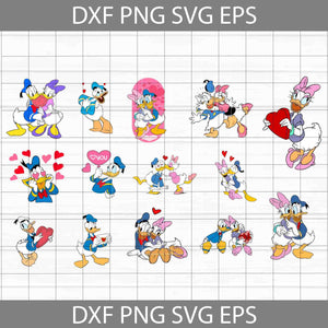 Daisy Duck And Donald Duck Valentine Svg, Bundle, Cartoon Svg, Valentine's day Svg, Gift Svg, Cricut File, Clipart, Svg, Png, Eps, Dxf