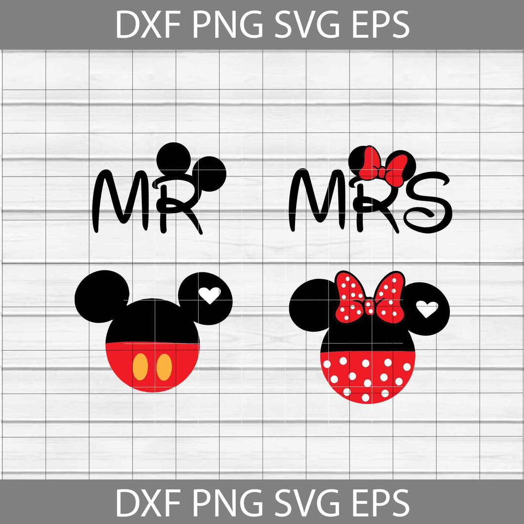 Mickey And Minnie Svg, Mr And Mrs Svg, Bundle, Valentine's day Svg, Gift Svg, Cricut File, Clipart, Svg, Png, Eps, Dxf