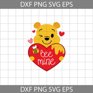 Bee Mine Heart Svg, Winnie The Pooh Svg, Cartoon Svg, Valentine's day Svg, Gift Svg, Cricut File, Clipart, Svg, Png, Eps, Dxf