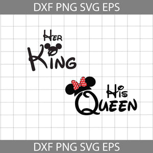 Her King SVg, His Queen Svg, Mickey And Minnie SVg, Mouse Ears Svg, Bundle, Cartoon Svg, Valentine's day Svg, Gift Svg, Cricut File, Clipart, Svg, Png, Eps, Dxf