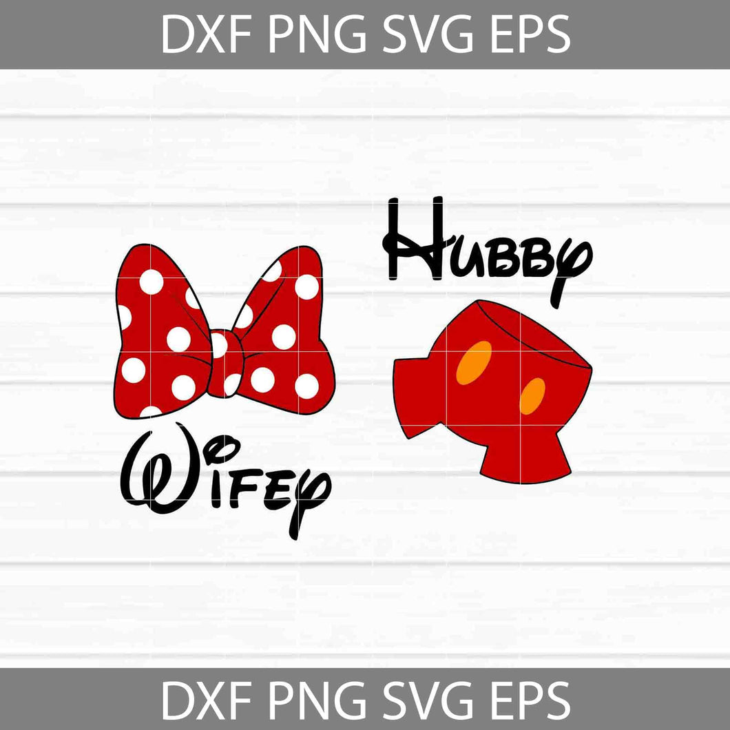 Wifey and Hubby Svg, Minnie and Mickey Love Svg, Cartoon Svg, Valentine's day Svg, Gift Svg, Cricut File, Clipart, Svg, Png, Eps, Dxf