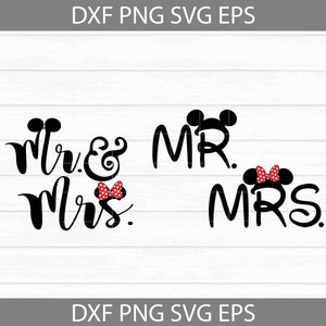 Mrs And Mr Ears Svg,Minnie and Mickey Svg, Mouse Ears Svg, Bundle, Cartoon Svg, Valentine's day Svg, Gift Svg, Cricut File, Clipart, Svg, Png, Eps, Dxf