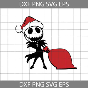 Jack Skellington With Santa Bag Svg, Jack Skellington Svg, Jack Santa Claus Svg, Christmas Svg, Gift Svg, Cricut File, Clipart, Svg, Png, Eps, Dxf