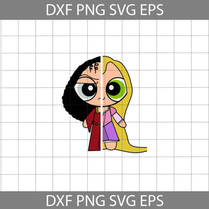 Powerpuff Rapunzel And Gothel Svg, Powerpuff Girls SVg, Cartoon Svg, Halloween Svg, Halloween Gift Svg, Cricut File, Clipart, Svg, Png, Eps, Dxf