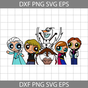 Frozen Puff svg, Powerpuff Girls SVg, Cartoon Svg, Halloween Svg, Halloween Gift Svg, Cricut File, Clipart, Svg, Png, Eps, Dxf