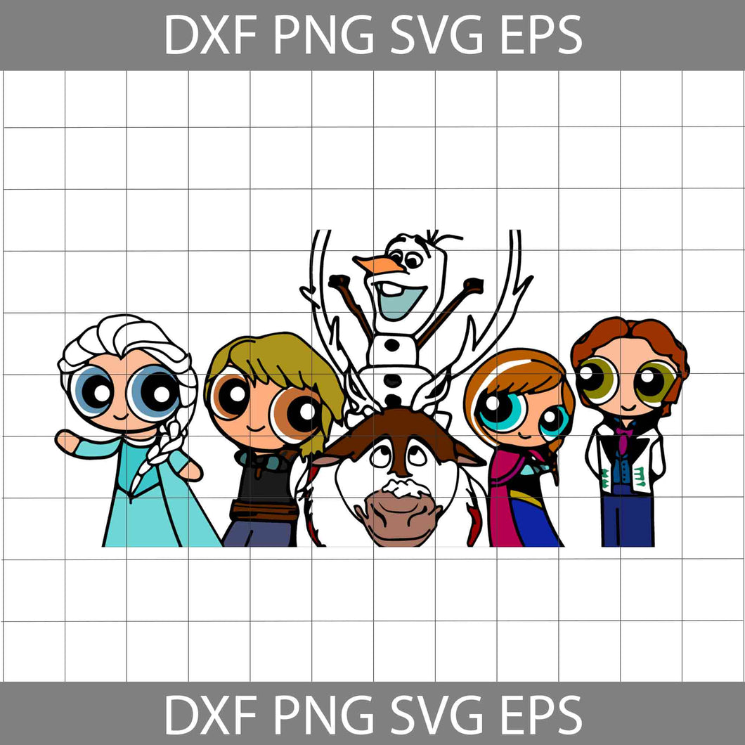 Frozen Puff svg, Powerpuff Girls SVg, Cartoon Svg, Halloween Svg, Halloween Gift Svg, Cricut File, Clipart, Svg, Png, Eps, Dxf