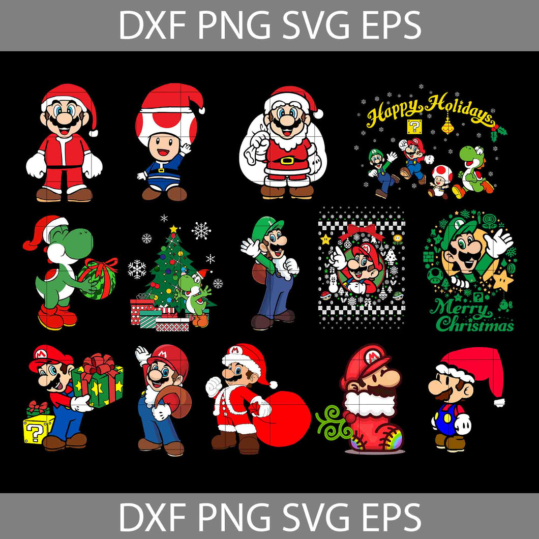 Super Mario Christmas Svg, Bundle, Game Svg, Christmas Svg, Gift Svg, Cricut File, Clipart, Svg, Png, Eps, Dxf