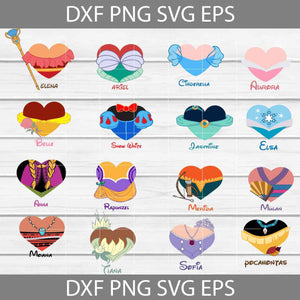 Princesses Valentine Heart Svg, Bundle, Moana Svg, Sofia Svg, Mulan Svg, Tiana Svg, Elena Svg, Jasmine Svg, Elsa Svg, Ariel SVg, Valentine's Day Svg, Cartoon Svg, Gift Svg, Cricut File, Clipart, Svg, Png, Eps, Dxf