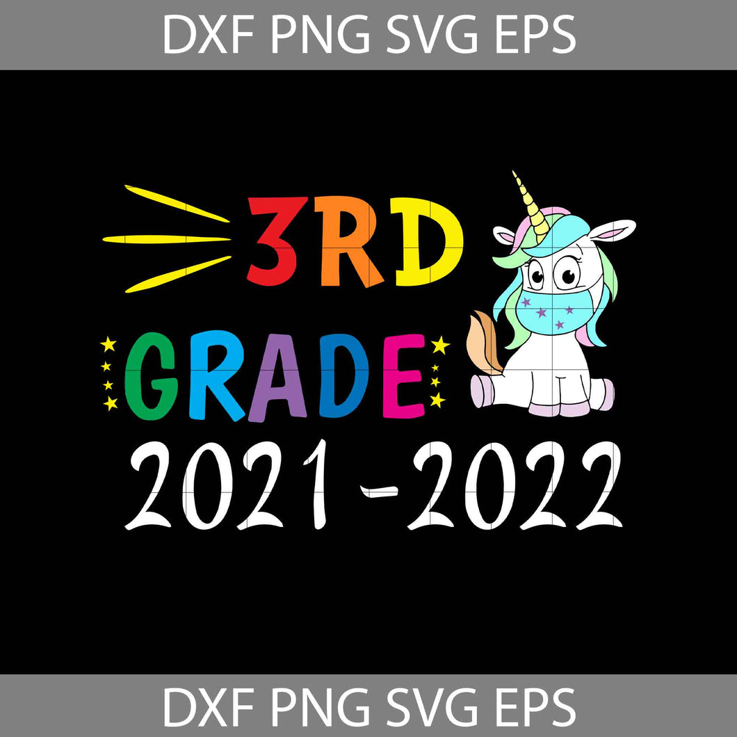 Unicorn Mask 3rd Grade 2021-2022 Svg, back to school svg, cricut file, clipart, svg, png, eps, dxf