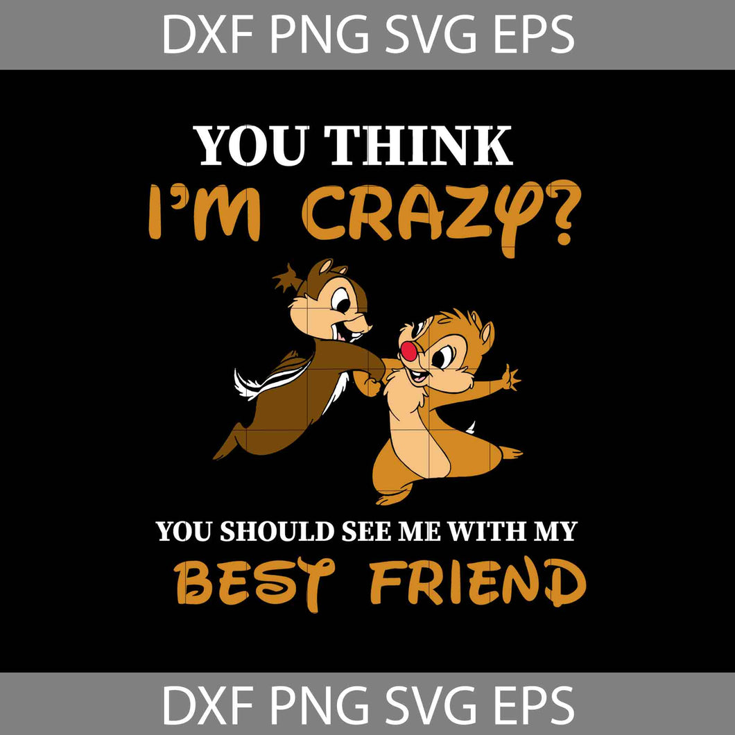 You Think I’M Crazy You Should See Me With My Best Friend Svg, Chip And Dale Svg, Characters svg, Cartoon Svg, Cricut File, Clipart, Svg, Png, Eps, Dxf