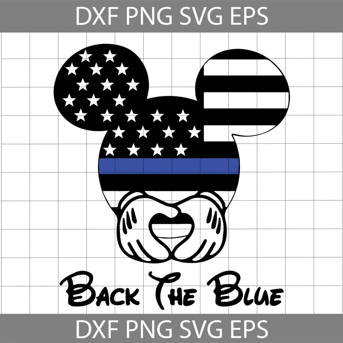Mickey Back The Blue Svg, USA Thin Blue Line Mickey Svg, Mickey Svg ...