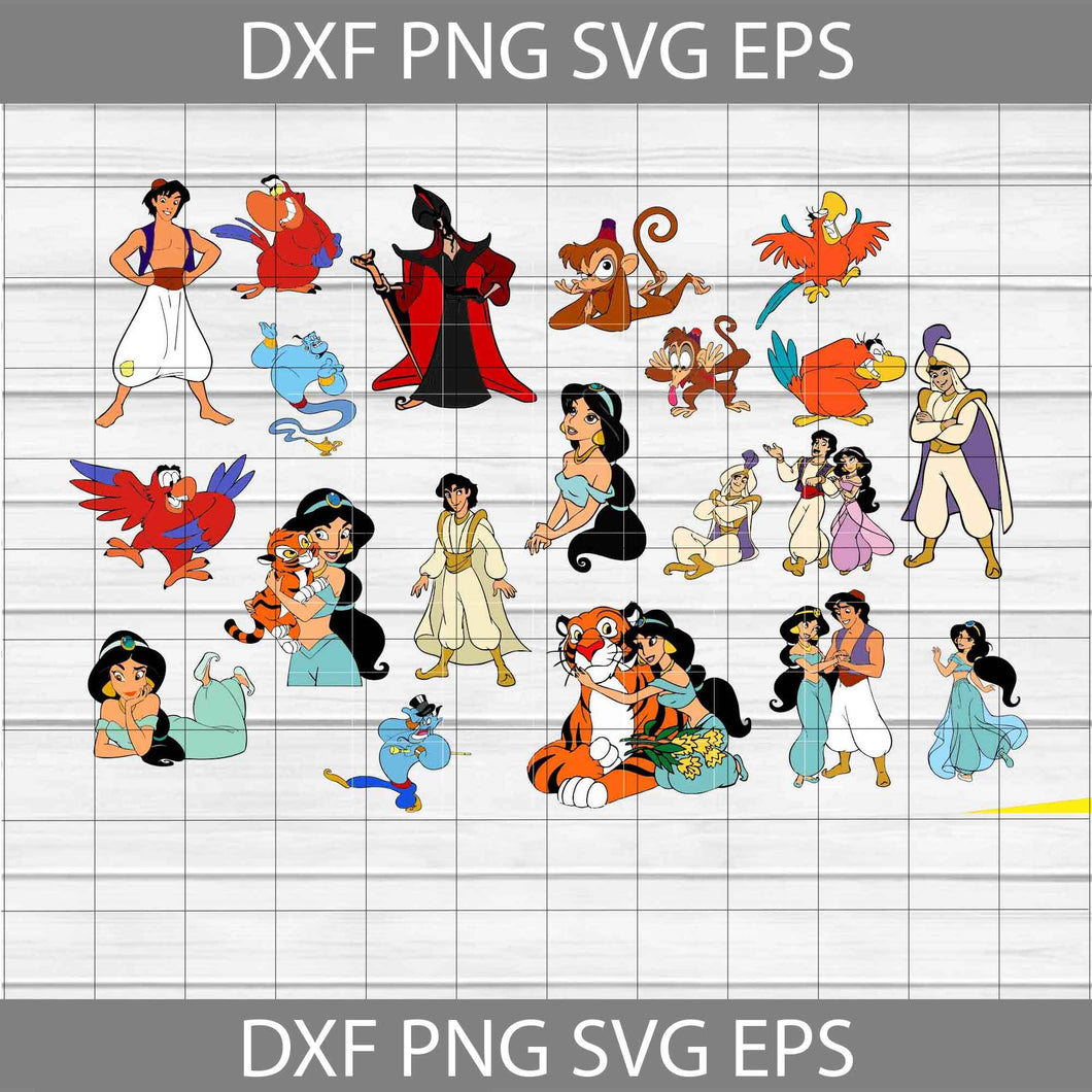 Aladdin Svg, Jasmine svg, disney svg, Cricut file, clipart, bundle, svg, png, eps, dxf