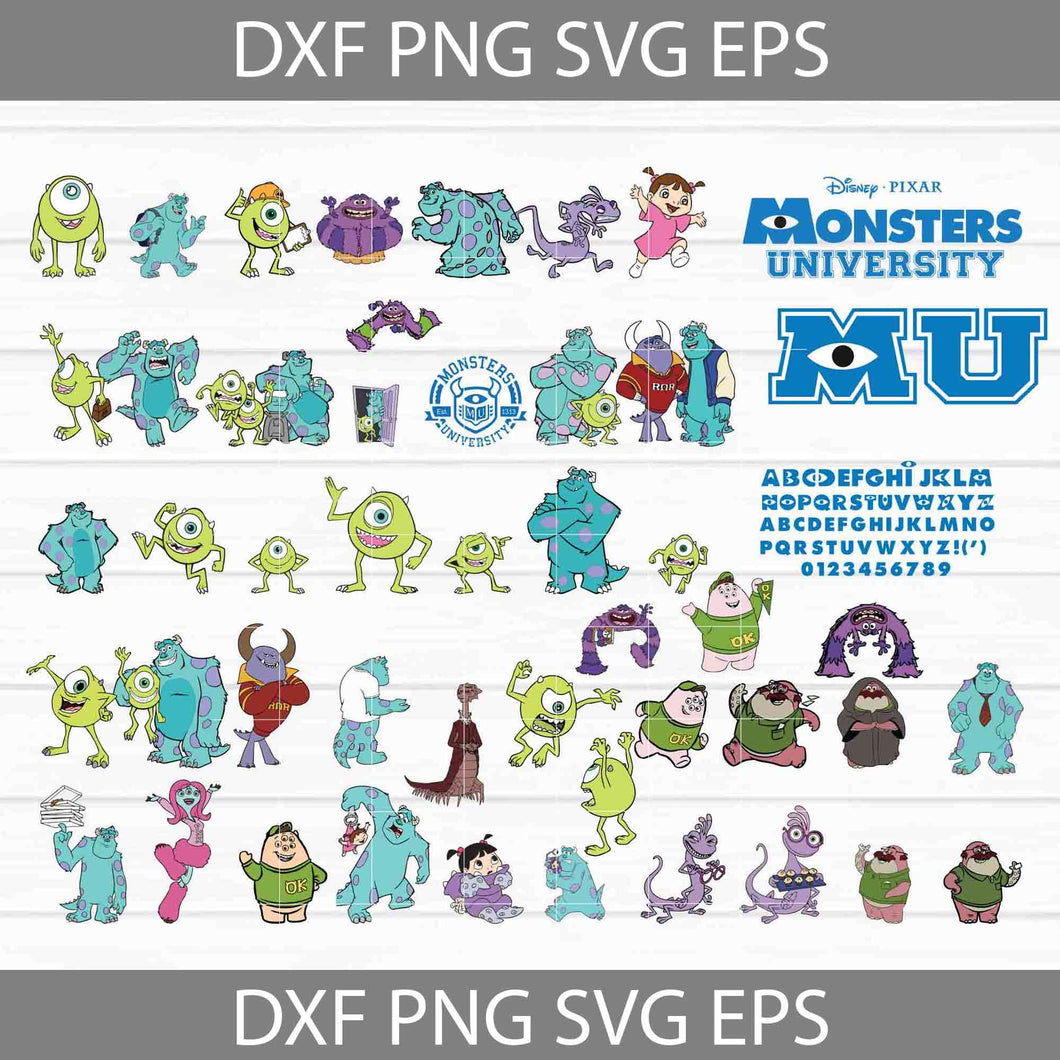 Monster Svg, Monster University Svg, Monster Alphabet svg, Bundle, Cricut file, Clipart, Cartoon Svg, Png, Eps, Dxf