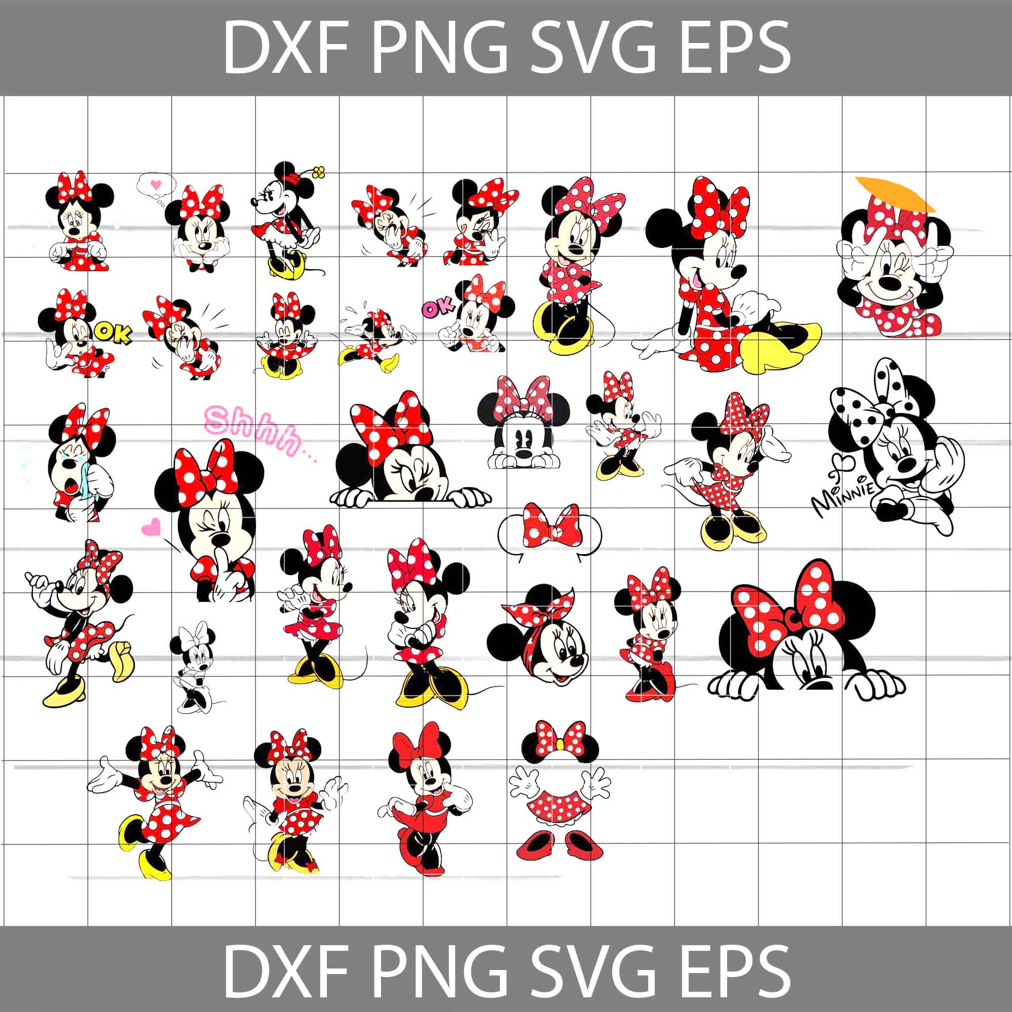 Minnie Mouse SVG PNG JPG PDF EPS Cut Files For Cricut And