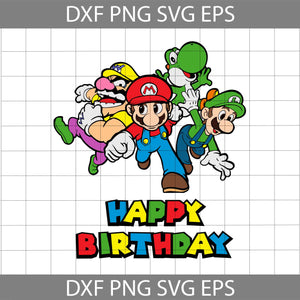 Happy birthday svg, Super Mario birthday svg, Birthday svg, Cricut file, clipart, svg, png, eps, dxf