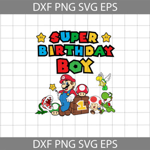 1st Birthday Super Mario Svg, Super Birthday Boy Svg, Birthday Boy Svg, Cricut File, Clipart, Svg, Png, Eps, Dxf