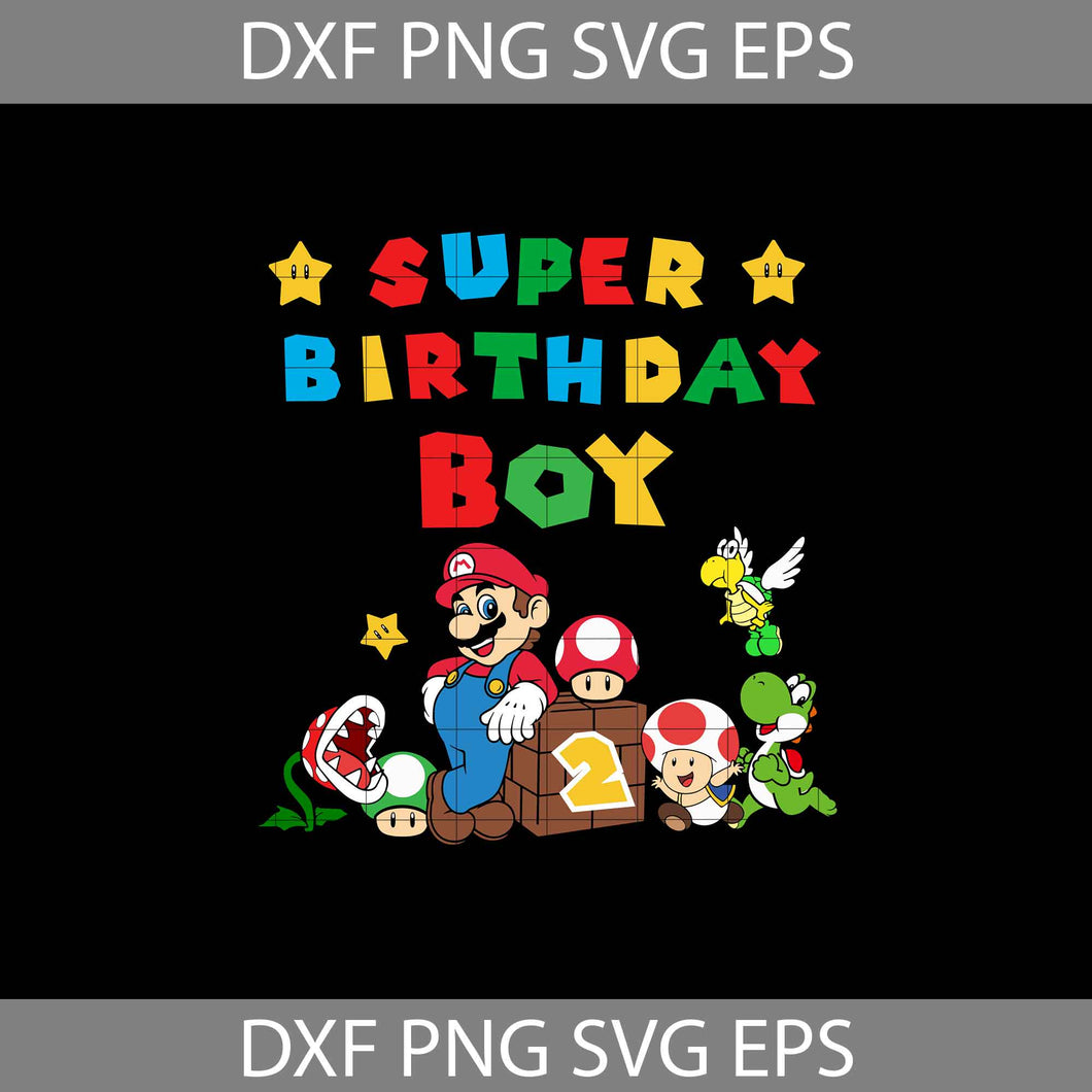 2nd Birthday Super Mario Svg, Super Birthday Boy Svg, Birthday Boy Svg, Cricut File, Clipart, Svg, Png, Eps, Dxf