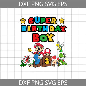 3rd Birthday Super Mario Svg, Super Birthday Boy Svg, Birthday Boy Svg, Cricut File, Clipart, Svg, Png, Eps, Dxf