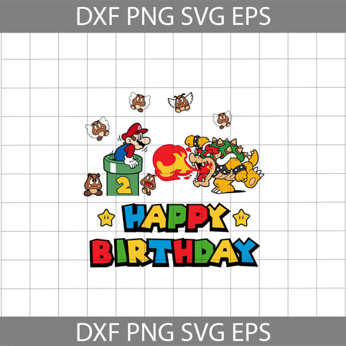 2nd Birthday Super Mario Svg, Happy Birthday Super Mario Svg, Birthday Svg, Cricut File, Clipart, Svg, Png, Eps, Dxf