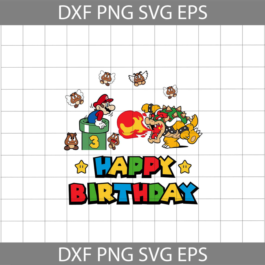 3rd Birthday Super Mario Svg, Happy Birthday Super Mario Svg, Birthday Svg, Cricut File, Clipart, Svg, Png, Eps, Dxf