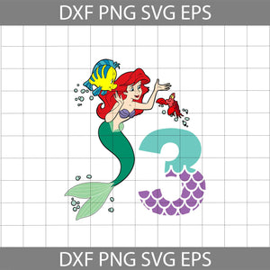 3rd Birthday Little Mermaid Svg, Birthday Svg, Cricut file, clipart, svg, png, eps, dxf