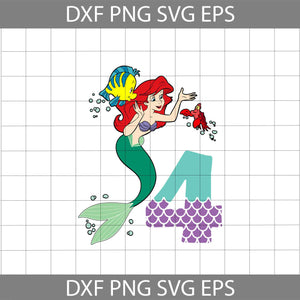 4th Birthday Little Mermaid Svg, Birthday Svg, Cricut file, clipart, svg, png, eps, dxf