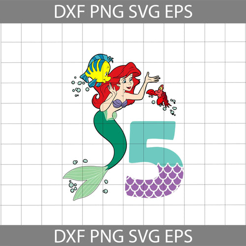 5th Birthday Little Mermaid Svg, Birthday Svg, Cricut file, clipart, svg, png, eps, dxf