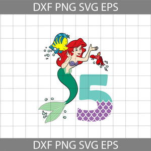 5th Birthday Little Mermaid Svg, Birthday Svg, Cricut file, clipart, svg, png, eps, dxf