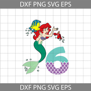 6th Birthday Little Mermaid Svg, Birthday Svg, Cricut file, clipart, svg, png, eps, dxf