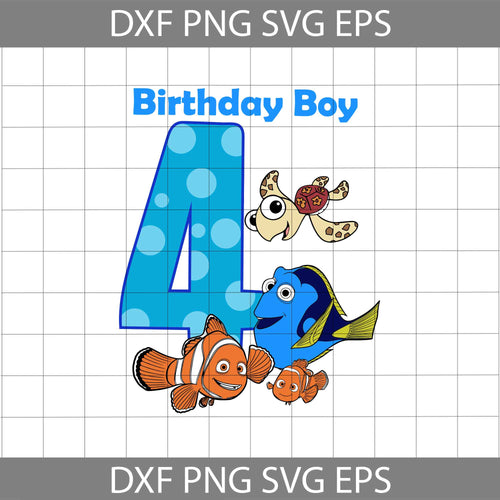 4th Birthday Finding Nemo Svg, Birthday boy svg, Birthday Svg, Cricut File, Clipart, Svg, Png, Eps, Dxf