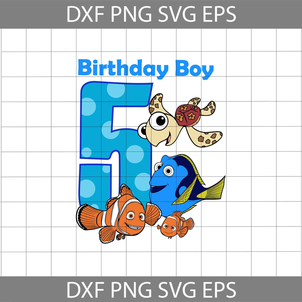 5th Birthday Finding Nemo Svg, Birthday boy svg, Birthday Svg, Cricut File, Clipart, Svg, Png, Eps, Dxf