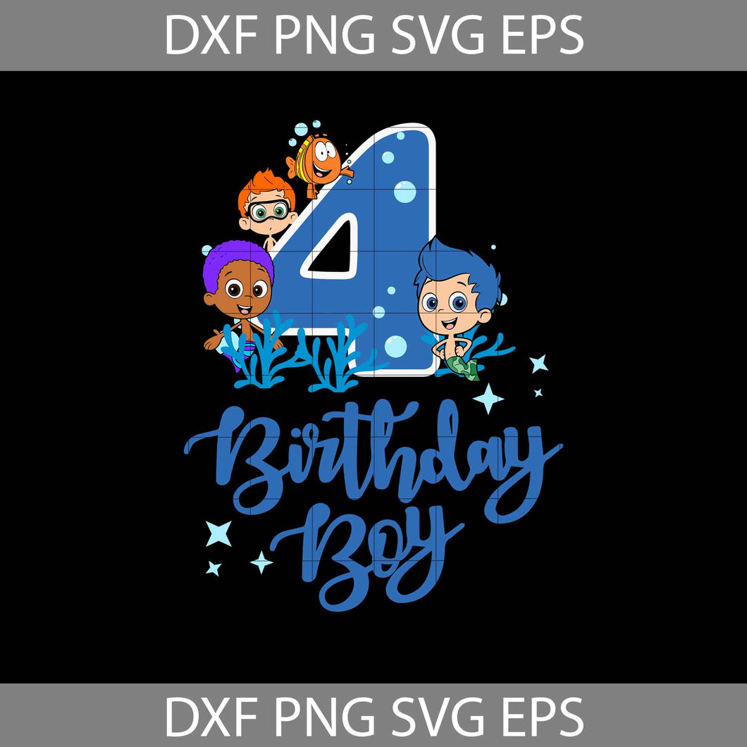 4th Bubble Guppies Birthday svg, Birthday Boy Svg, Birthday Svg, Cricut File, Clipart, Svg, Png, Eps, Dxf