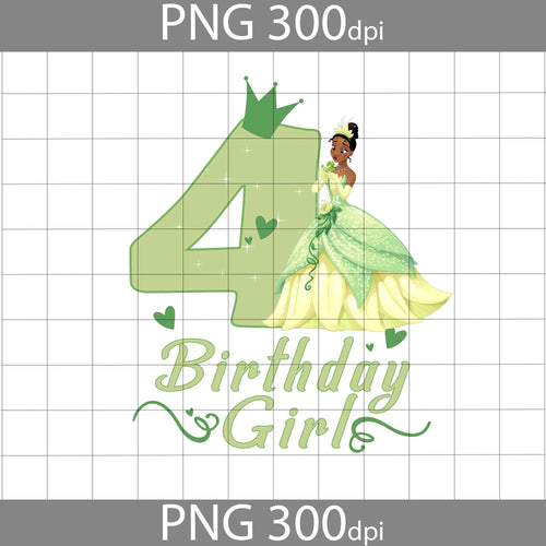 4th Birthday Tiana png, Disney Princess Birthday png, Birthday Girl png, Birthday png, ClipArt, Png Images 300dpi Digital