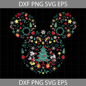 Mickey Head With Christmas Tree Svg, Mickey Head SVg, Cartoon Svg, Christmas Svg, Gift Svg, Cricut File, Clipart, Svg, Png, Eps, Dxf