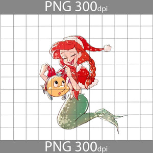 Ariel Svg, Little Mermaid Santa Png, Cartoon Png, Christmas Png, Gift Png, Png Images 300dpi