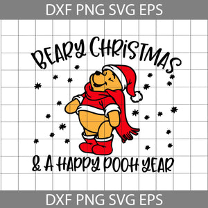 Beary Christmas And A Happy Pooh Year SVg, Pooh Svg, Winnie The Pooh Svg, Cartoon Svg, Christmas Svg, Cricut File, Clipart, Svg, Png, Eps, Dxf