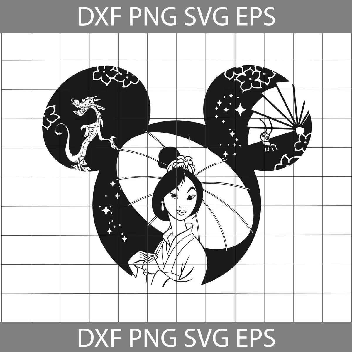 Mulan Mickey Ears Svg, Mushu SVg, Princess Svg, Cartoon Svg, Cricut ...