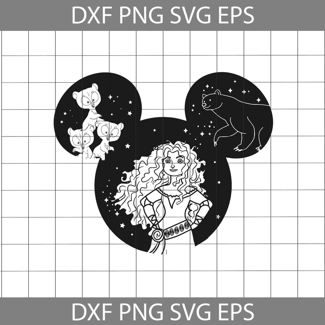 Brave Merida princess Svg, Merida Mickey Ears Svg, Princess Svg ...