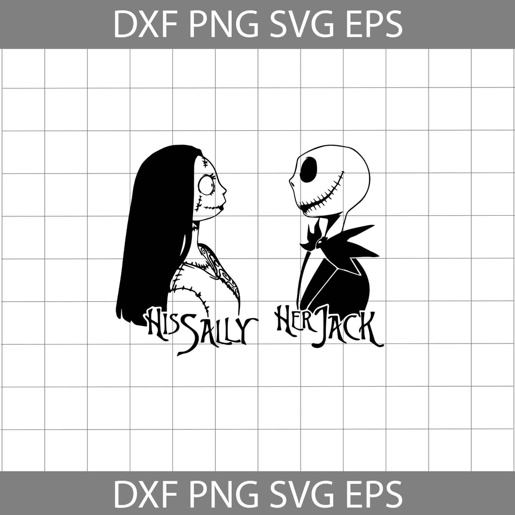 Her Jack svg, His Sally SVg, Jack And Sally Svg, Movie Svg, Halloween Svg, Halloween Gift Svg, Funny, Cuties, Horror Svg, Cricut File, Clipart, Svg, Png, Eps, Dxf