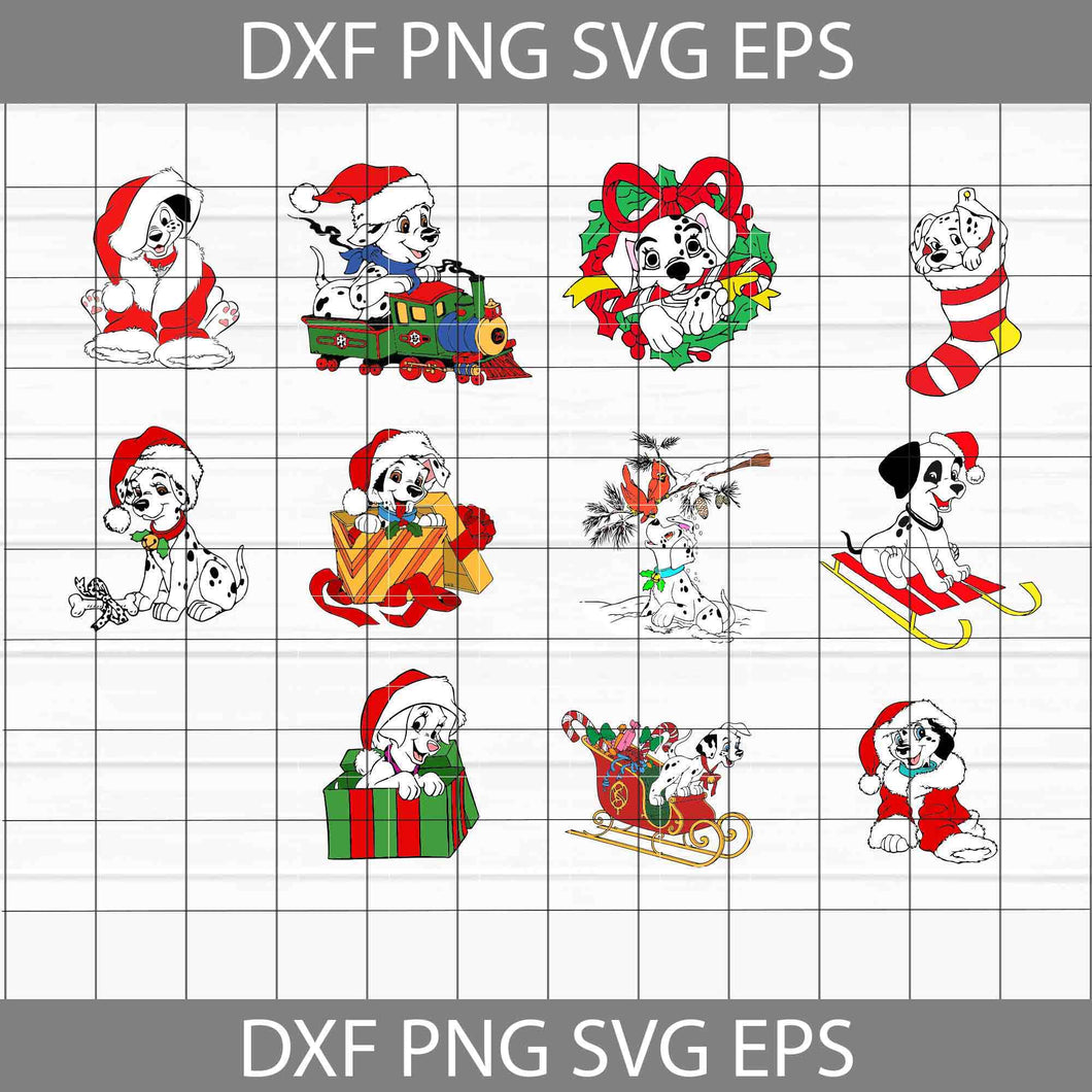 101 Dalmatians christmas Svg, Dog Cuties Svg, Cartoon Svg, Bundle, Christmas SVg, Gift SVg, Cricut File, Clipart, Svg, Png, Eps, Dxf