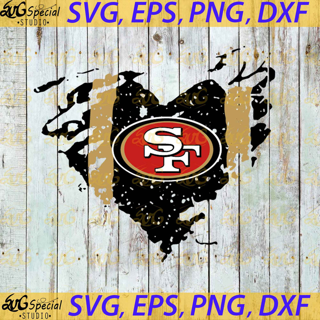 San Francisco 49ers Logo Heart Svg, Cricut File, Football Mom Svg, Football Svg, Sport Svg, NFL Svg, Clipart, Love Football Svg, Png, Eps, Dxf