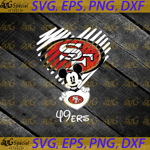 San Francisco 49ers Logo Mickey Mouse Hug Heart San Svg, NFL Svg, Cricut File, Clipart, Football Svg, Heart Svg, Love Svg, Sport Svg, Football Mom Svg
