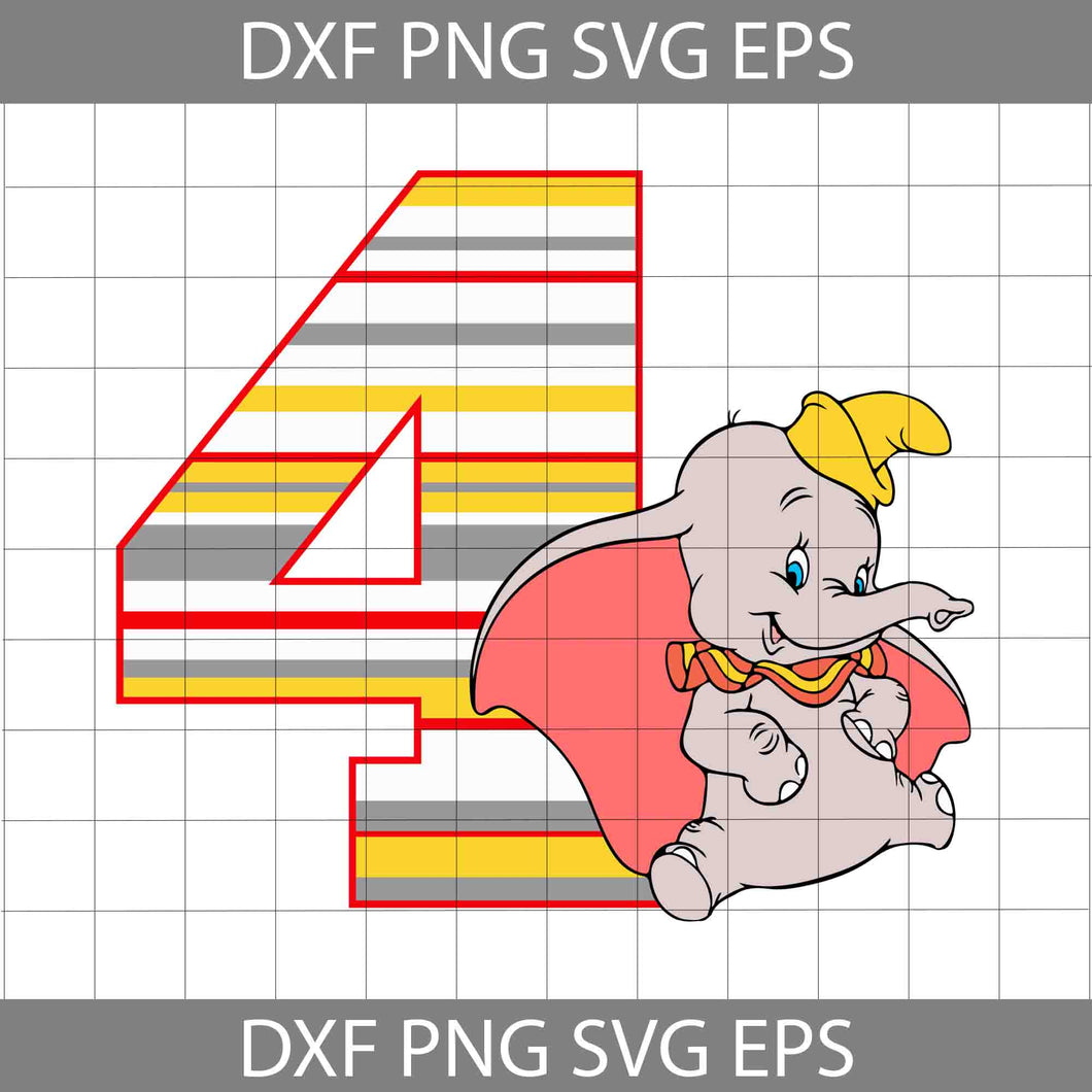 4th Birthday Dumbo svg, Disney Birthday Svg, Birthday boy svg, Birthday Svg, Cricut File, Clipart, Svg, Png, Eps, Dxf