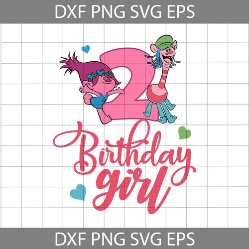 2nd Birhday girl svg, Poppy Trolls Svg, Birthday Svg, Cricut File, Clipart, Svg, Png, Eps, Dxf